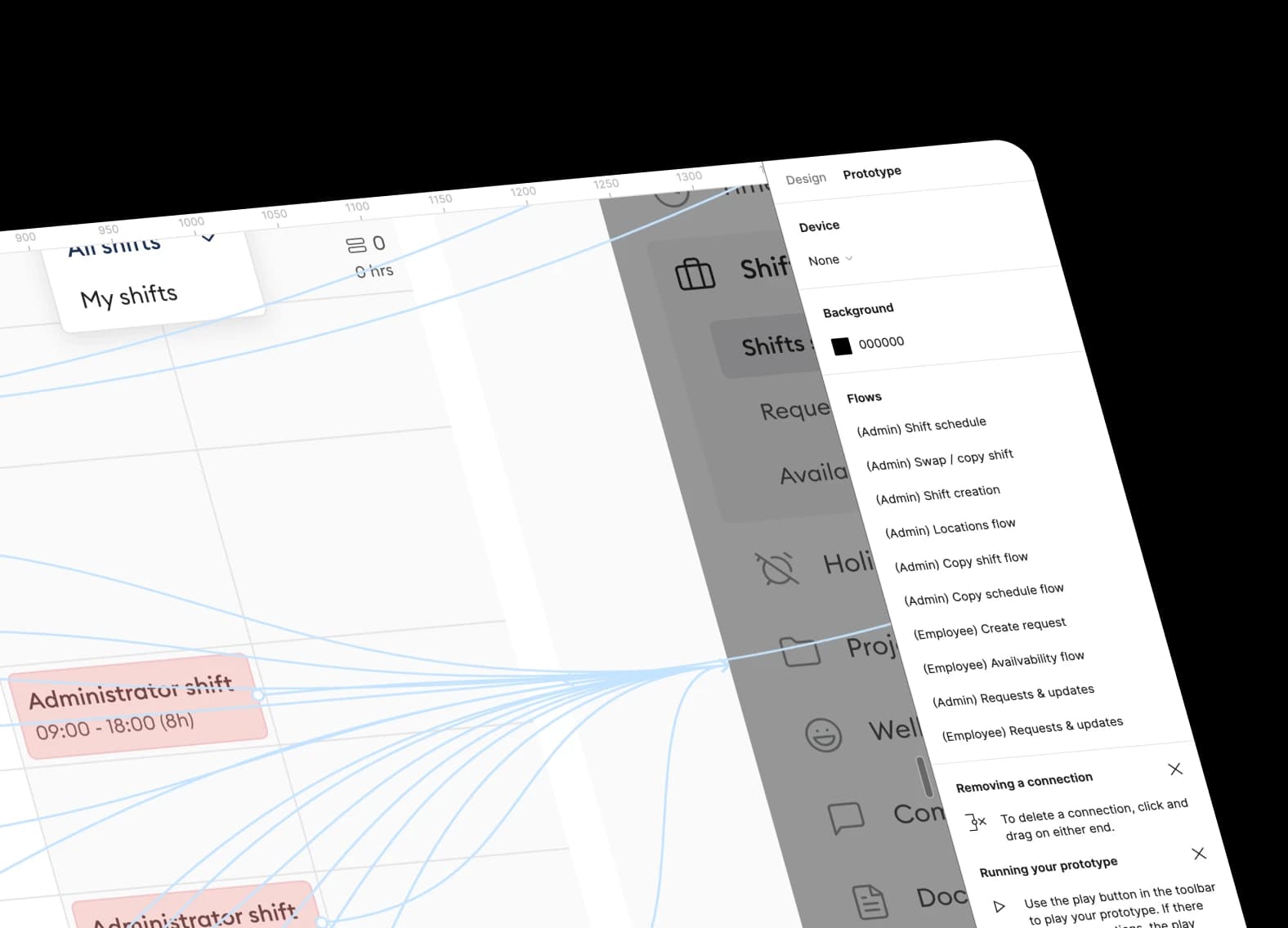 Shift management app state — schedule and user flow overview
