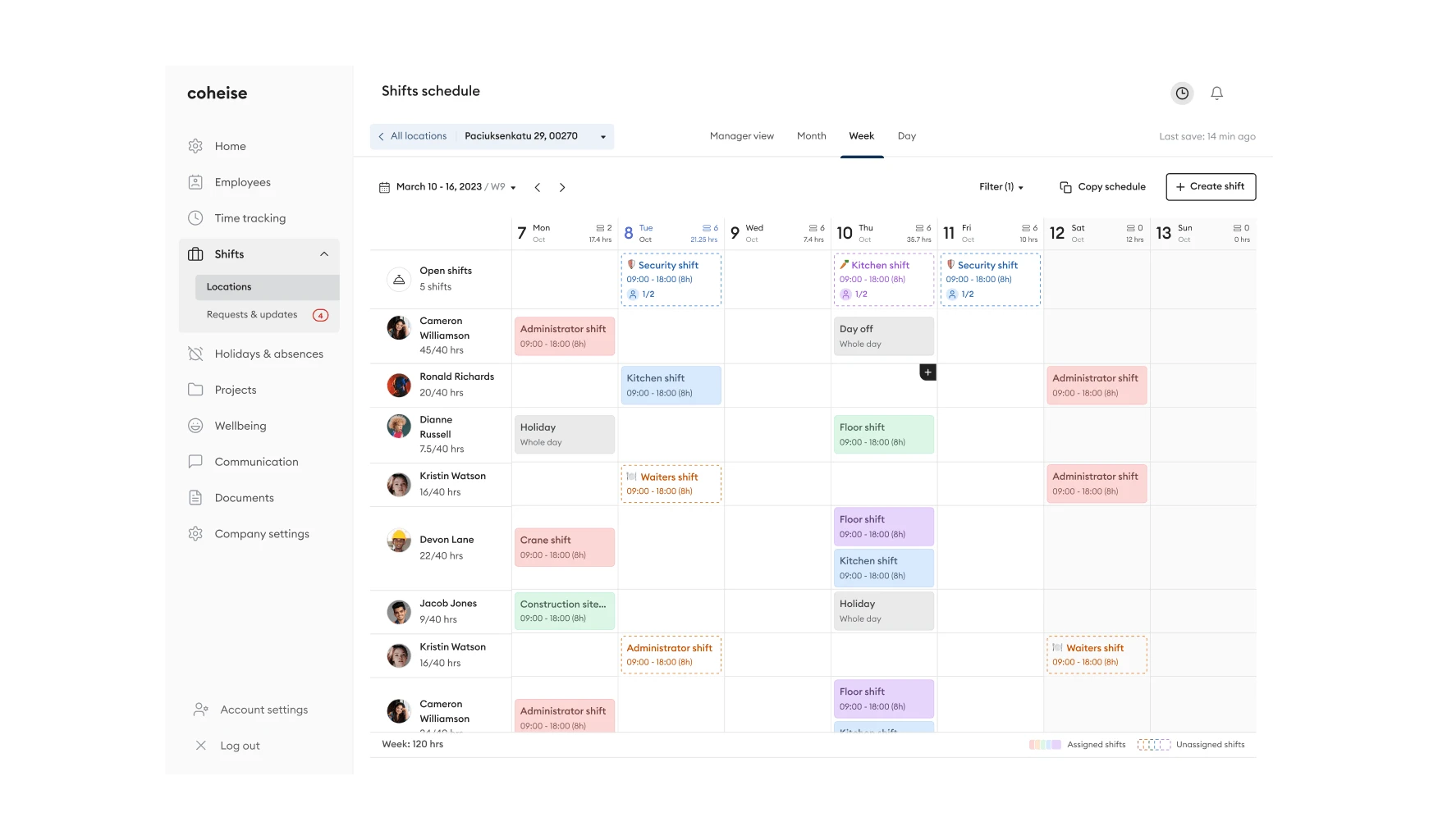 Schedule screen design